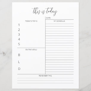 Minimalist Daily Planner Schedule Single Page