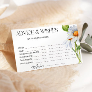 Minimalist Daisy Advice and Wishes Bridal Shower Stationery