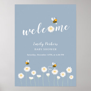 Minimalist Daisy Bloom Baby Shower Welcome Sign 