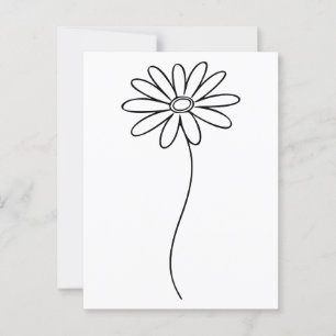 Minimalist Daisy Floral Line Art Postcard