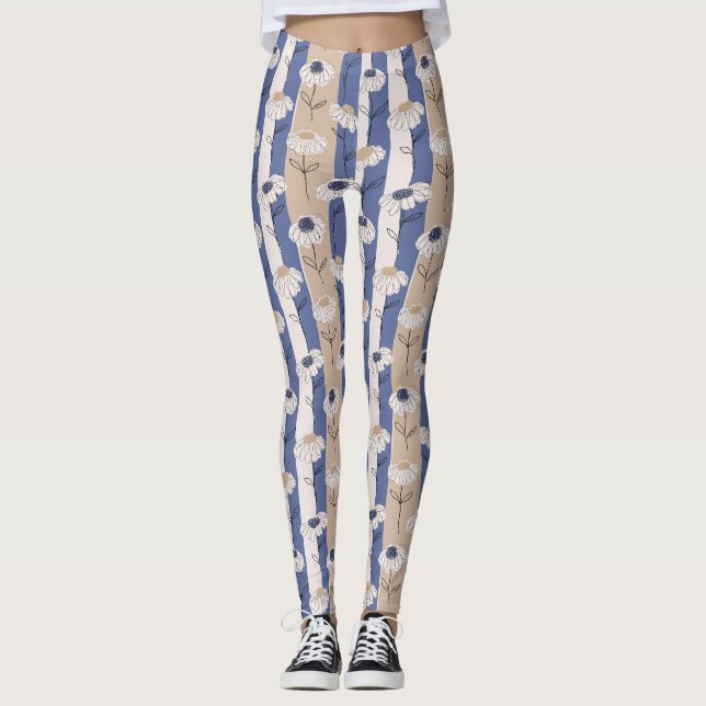 Minimalist Daisy Floral Pattern (1) Leggings (Front)