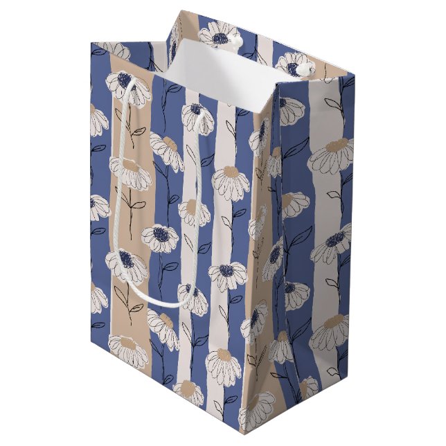 Minimalist Daisy Floral Pattern (1) Medium Gift Bag (Front Angled)