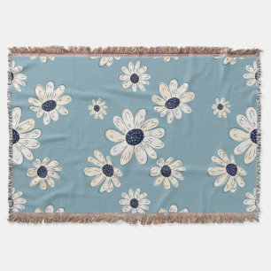 Minimalist Daisy Floral Pattern (2) Throw Blanket