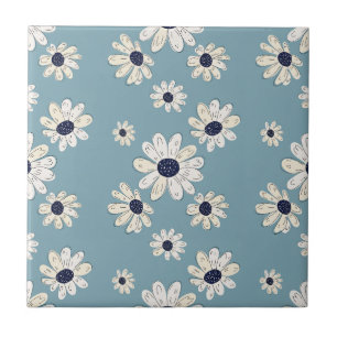 Minimalist Daisy Floral Pattern (2) Tile