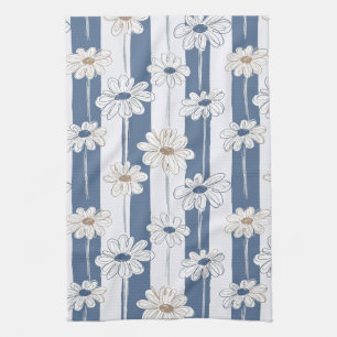 Minimalist Daisy Floral Pattern (3) Tea Towel