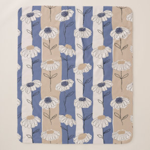 Minimalist Daisy Floral Pattern (4) Sherpa Blanket