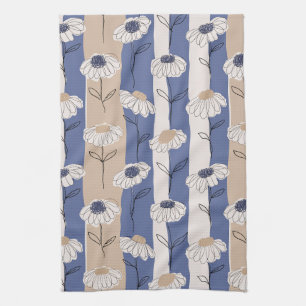 Minimalist Daisy Floral Pattern (4) Tea Towel