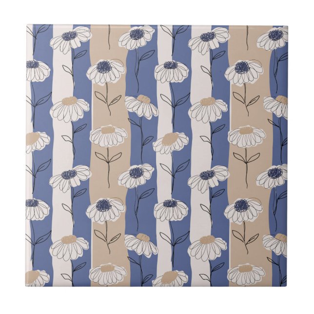 Minimalist Daisy Floral Pattern (4) Tile (Front)