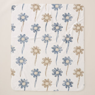 Minimalist Daisy Floral Pattern (5) Sherpa Blanket