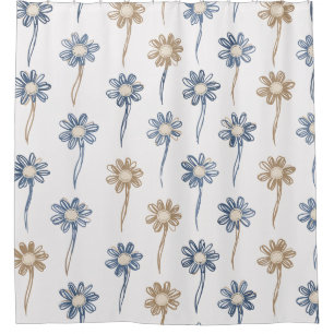 Minimalist Daisy Floral Pattern (5) Shower Curtain
