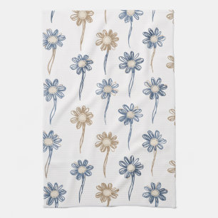 Minimalist Daisy Floral Pattern (5) Tea Towel