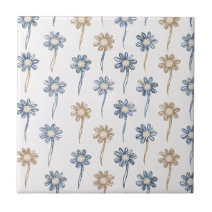 Minimalist Daisy Floral Pattern (5) Tile