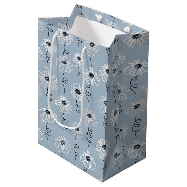 Minimalist Daisy Floral Pattern (7) Medium Gift Bag (Front Angled)