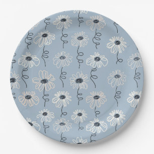 Minimalist Daisy Floral Pattern (7) Paper Plate