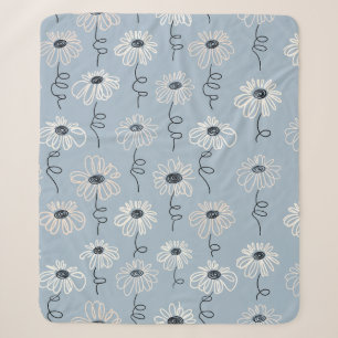 Minimalist Daisy Floral Pattern (7) Sherpa Blanket