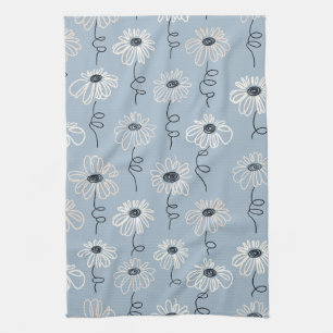 Minimalist Daisy Floral Pattern (7) Tea Towel