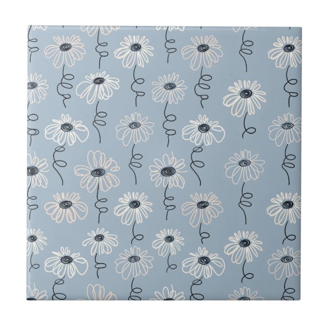 Minimalist Daisy Floral Pattern (7) Tile (Front)