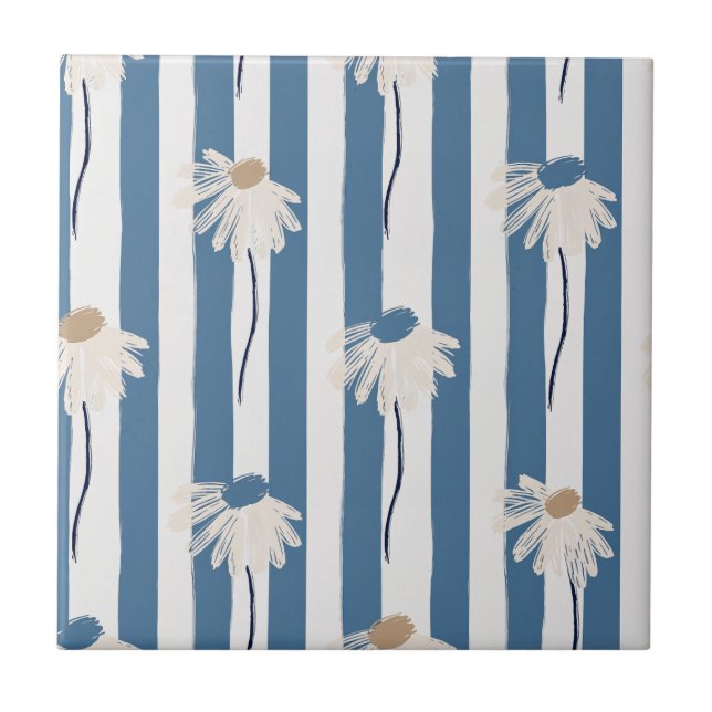 Minimalist Daisy Floral Pattern (8) Tile (Front)