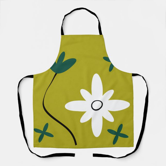 Minimalist Daisy Flower Abstract Botanical Art Apron (Front)