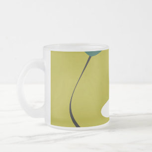 Minimalist Daisy Flower Abstract Botanical Art Frosted Glass Coffee Mug