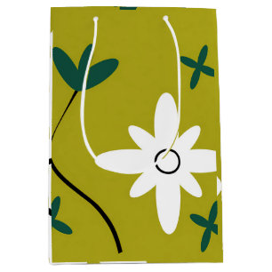Minimalist Daisy Flower Abstract Botanical Art Medium Gift Bag