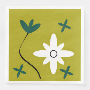 Minimalist Daisy Flower Abstract Botanical Art Napkin