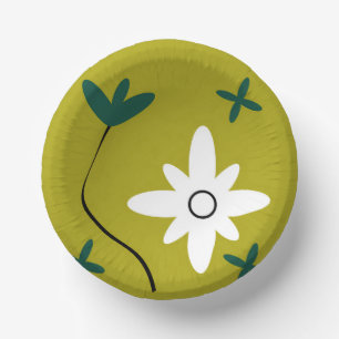 Minimalist Daisy Flower Abstract Botanical Art Paper Plate