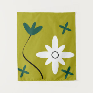 Minimalist Daisy Flower Abstract Botanical Art Tapestry