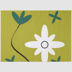 Minimalist Daisy Flower Abstract Botanical Art Tissue Paper