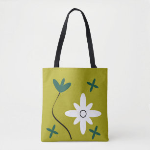 Minimalist Daisy Flower Abstract Botanical Art Tote Bag
