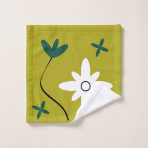Minimalist Daisy Flower Abstract Botanical Art Wash Cloth