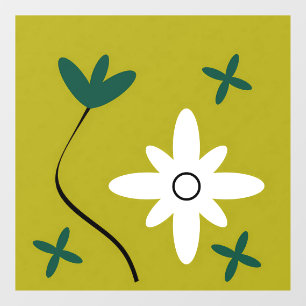 Minimalist Daisy Flower Abstract Botanical Art Window Cling