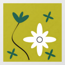 Minimalist Daisy Flower Abstract Botanical Art