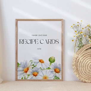Minimalist Daisy leave your recipe card here Poster