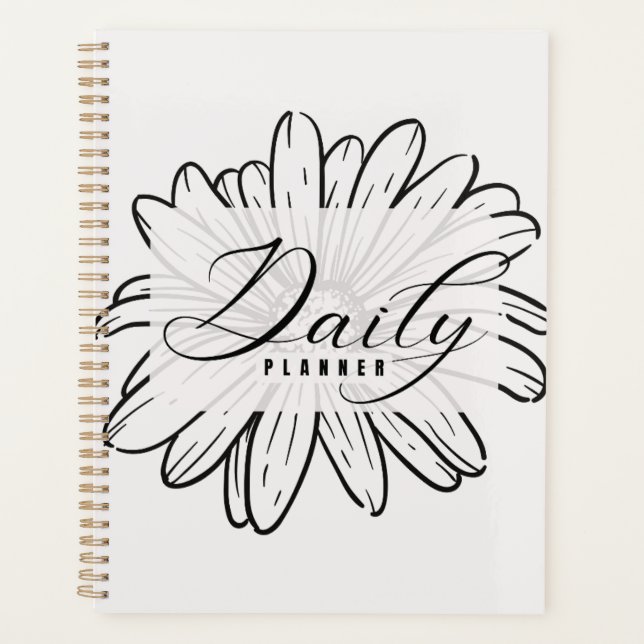 Minimalist Daisy Line Art & Bold Typography  Planner (Front)