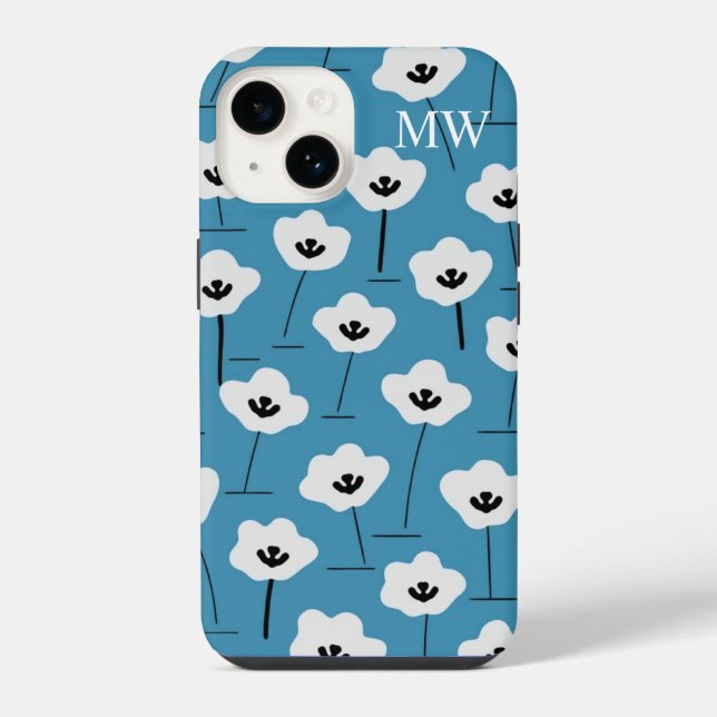 Minimalist Daisy Meadow Monogram iPhone Case (Back)