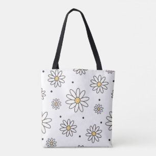 Minimalist Daisy Tote Bag Cute Floral Aesthetic