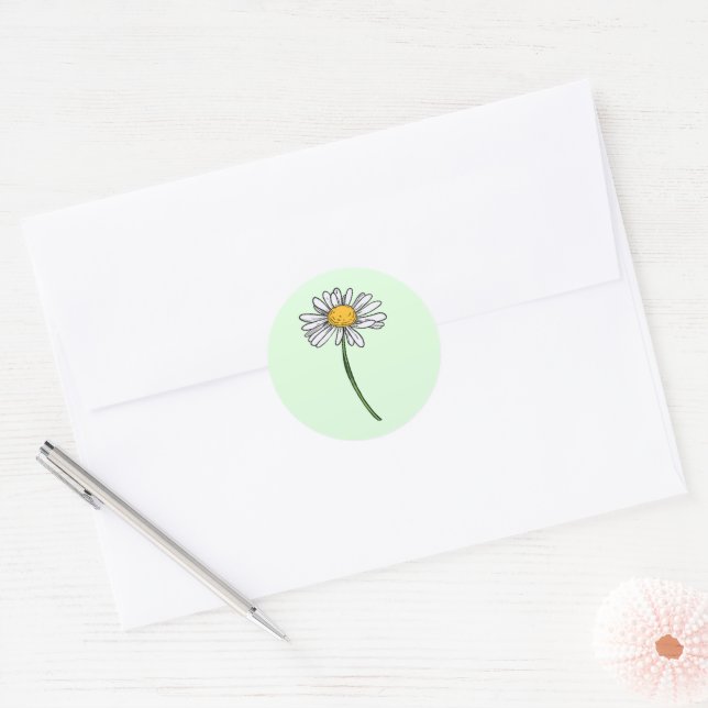 Minimalist Daisy Wedding  Classic Round Sticker (Envelope)