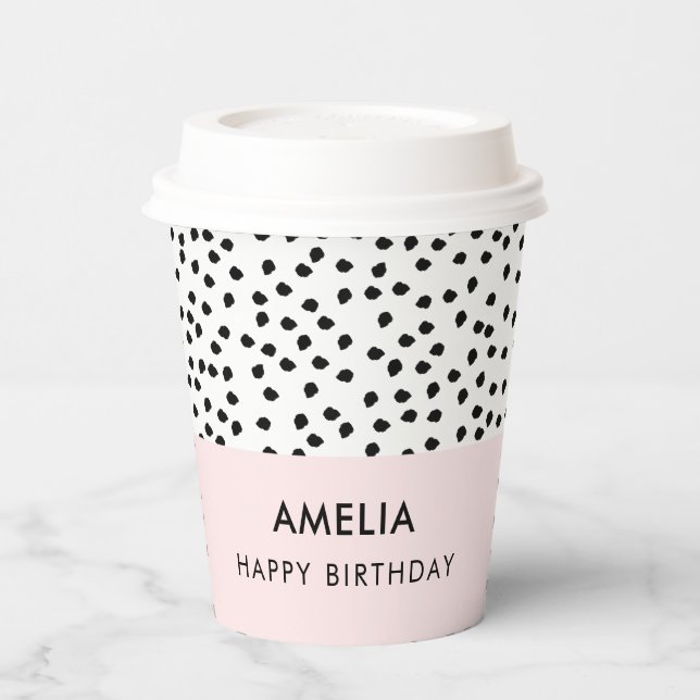 Minimalist Dalmatian Spots Simple Modern Cute Paper Cups (Left)