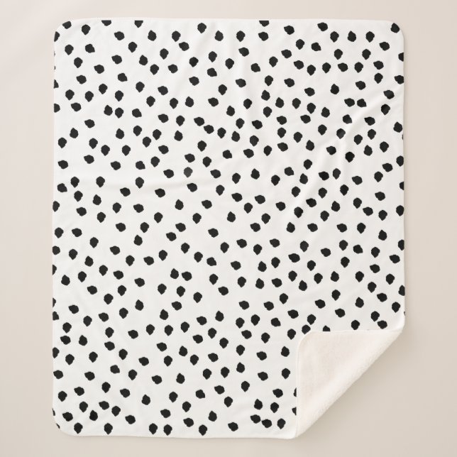 Minimalist Dalmatian Spots Simple Modern Cute Sherpa Blanket (Front)