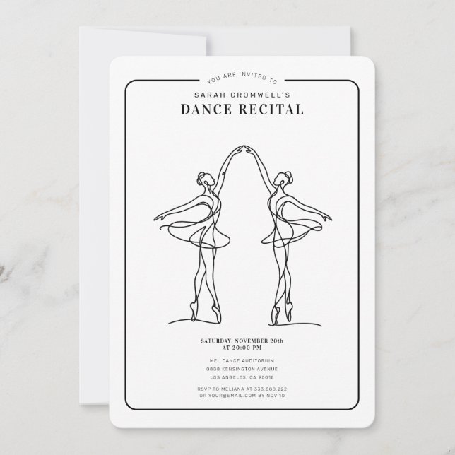 Minimalist Dance Recital  Invitation (Front)
