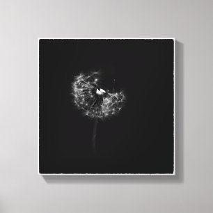Minimalist Dandelion Gone to Seed Black and White Canvas Print
