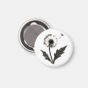 Minimalist Dandelion – Ink Brush Nature Design on Magnet