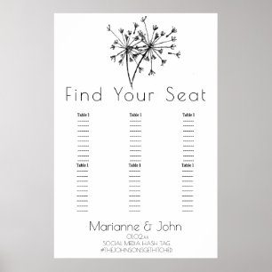 Minimalist Dandelion Logo Wedding Seating Chart