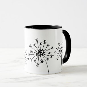 Minimalist Dandelion Mug - Cute Botanical Line Art