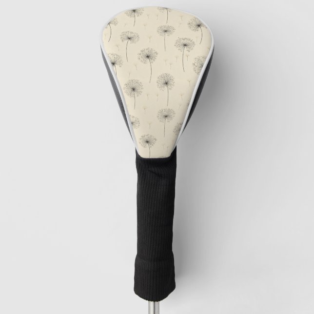 Minimalist Dandelion Seed Pattern Beige (1) Golf Head Cover (Front)