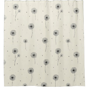 Minimalist Dandelion Seed Pattern Beige (2) Shower Curtain