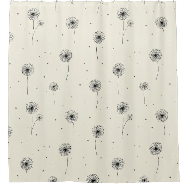 Minimalist Dandelion Seed Pattern Beige (2) Shower Curtain (Front)