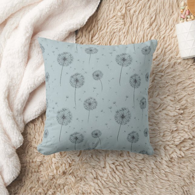 Minimalist Dandelion Seed Pattern Blue (1) Cushion (Blanket)