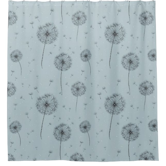 Minimalist Dandelion Seed Pattern Blue (1) Shower Curtain (Front)